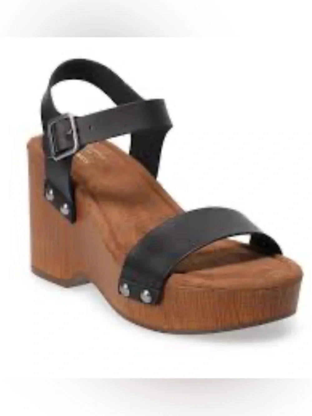 SONOMA GOODS FOR LIFE ORTHOLITE ECO STYLE FLORELLA BLACK WEDGE SANDALS 7.5